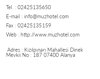 Muz Hotel iletiim bilgileri